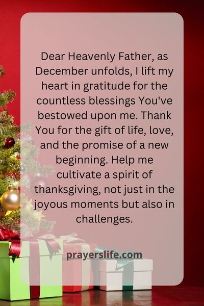A December Prayer Of Thanksgiving