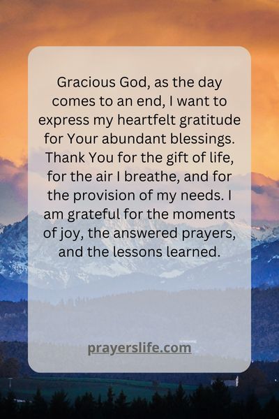 A Prayer Of Gratitude For God'S Blessings Throughout The Day