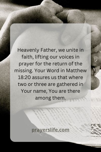 Uniting In Faith: Praying For The Return Of The Missing