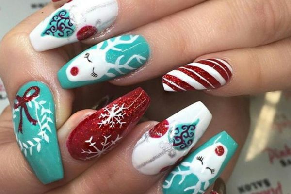 Christmas Skittles Nail