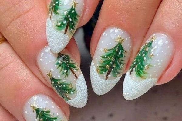 Christmas Trees Nail Art 1