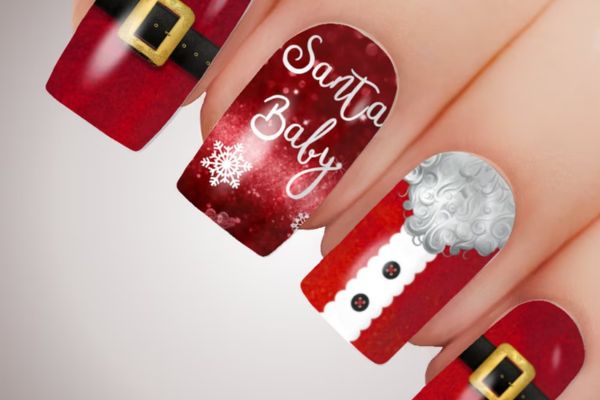 Santa Baby Christmas Nail Art